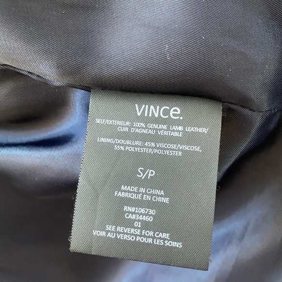 Vince navy leather jacket - 100% lambskin - Picture 6 of 6